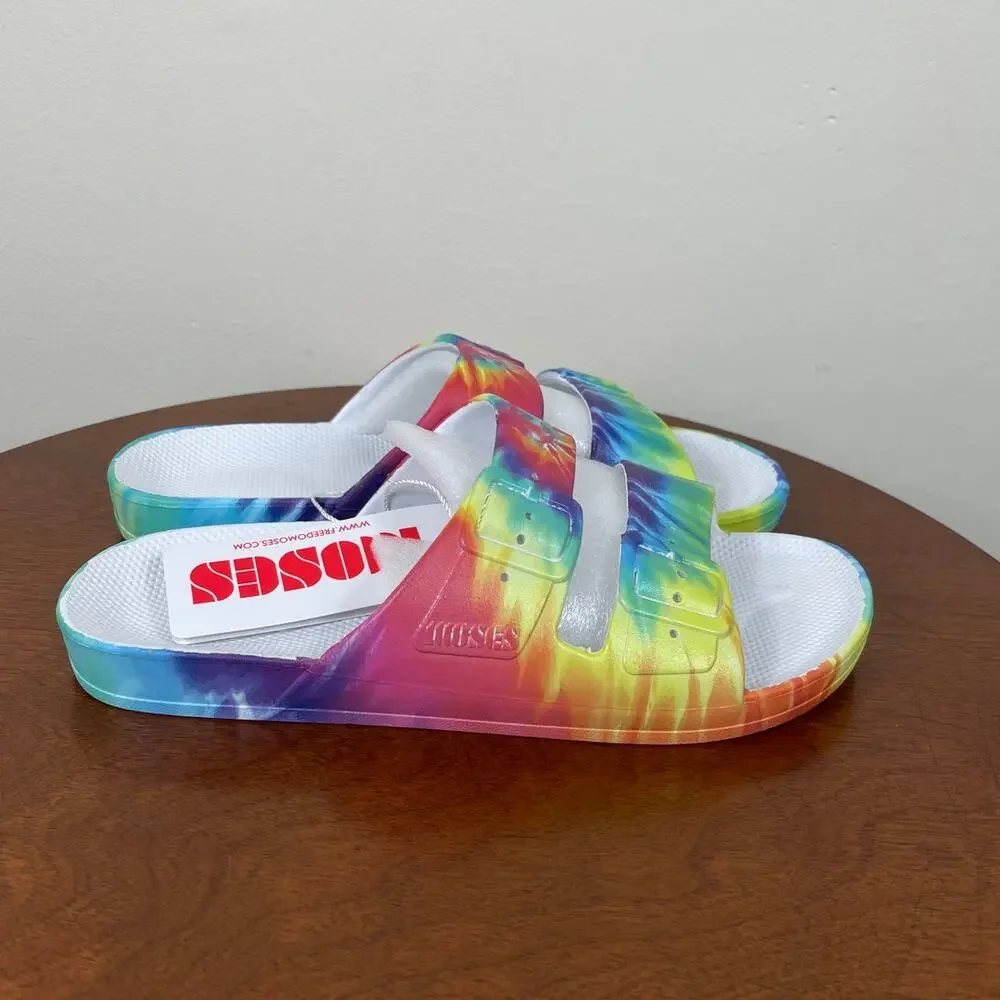 New Freedom Moses Tie-Dye Two Band Slides Women's Size 6-7